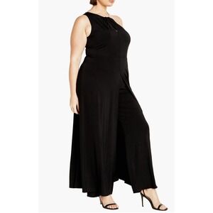 City Chic Karlee Wide Leg Jumpsuit Womens 14  OVER SKIRT Black Elegant Event